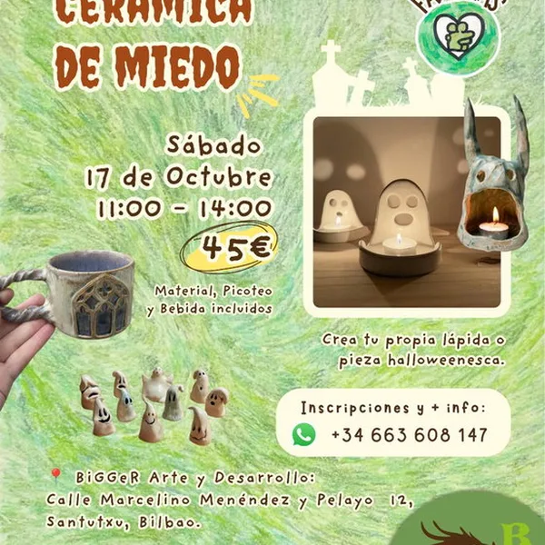 CERÁMICA DE MIEDO 👻 Este Halloween cambiamos las calabazas por barro y os proponemos una mañana para crear entre familia y amigas Fantasmas…