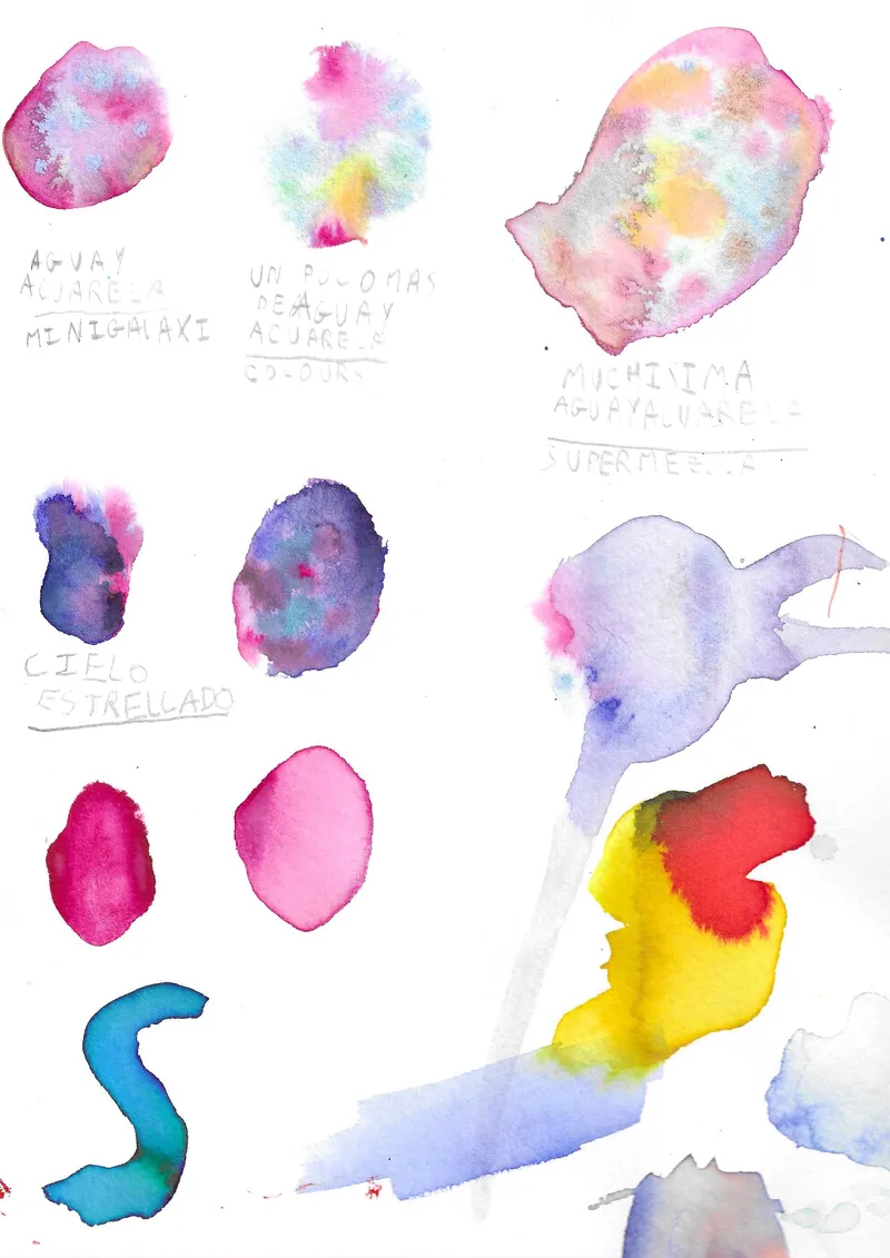 Más pruebas de acuarela, con mezclas de color